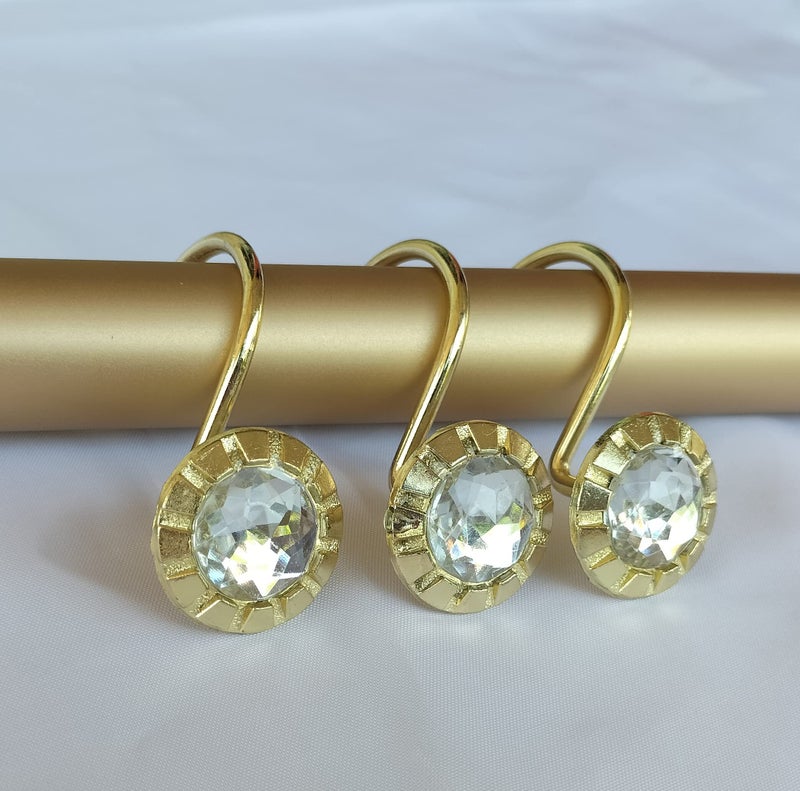 USonline911 PLESIU Gold Shower Curtain Rings Hooks Rustproof, Set of 12 - Image 2